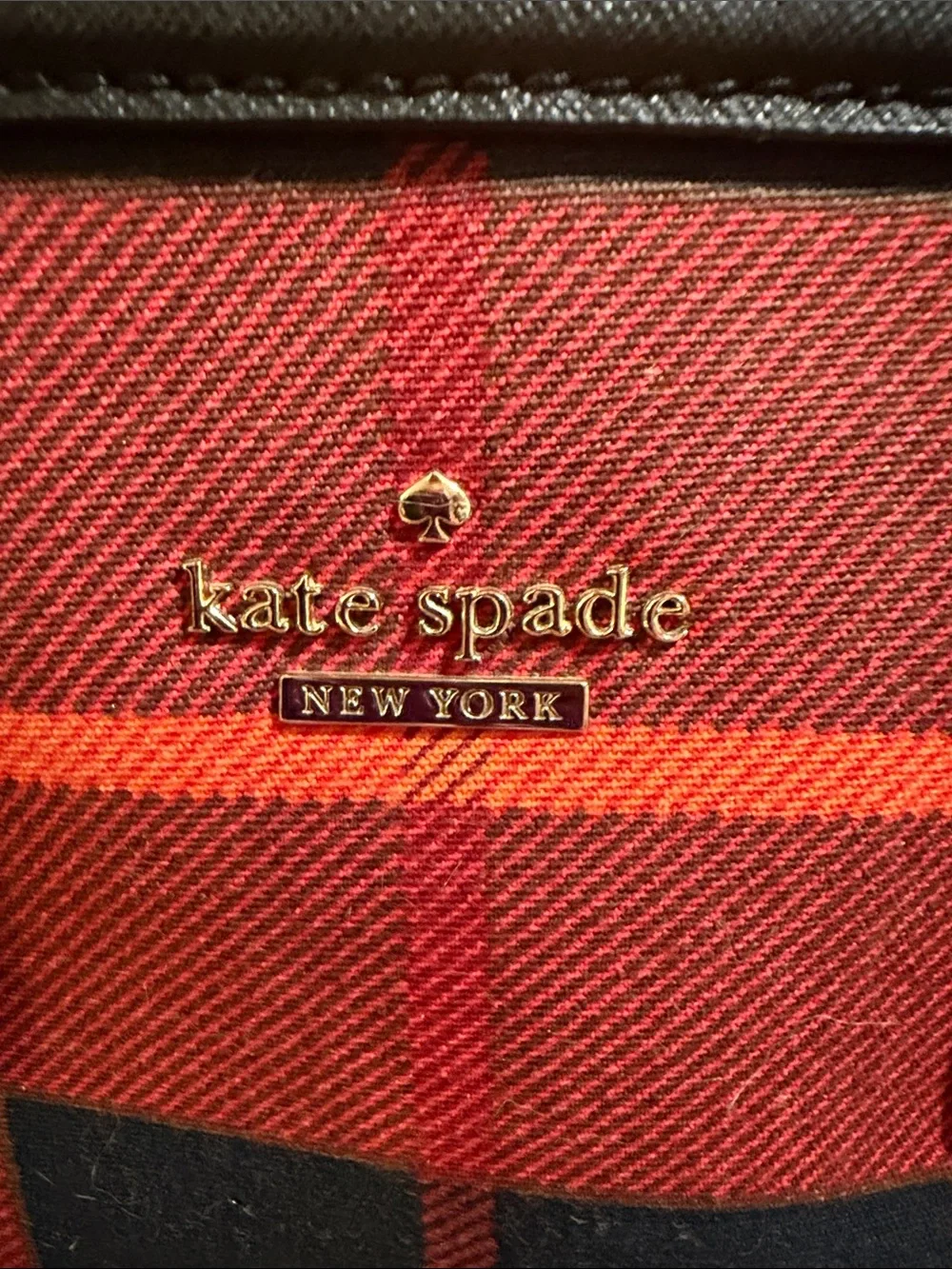 kate spade Red Plaid Top-Handle Satchel with COA
